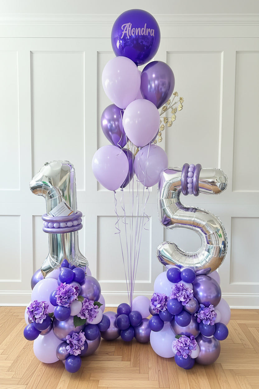 Birthday Bloom Balloon Columns